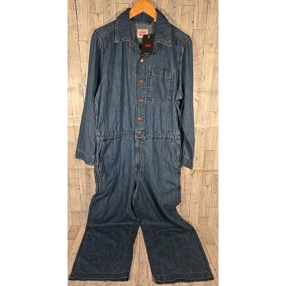 Levi's Jumpsuit Denim MEDIUM Women Standard Fit Front Slip Pockets Heritage NEW